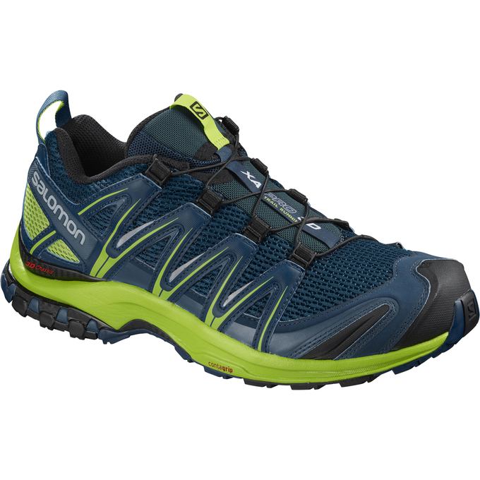 Zapatillas Trail Running Salomon Hombre Azules Oscuro / Verde - Salomon Argentina XA PRO 3D ,203751-